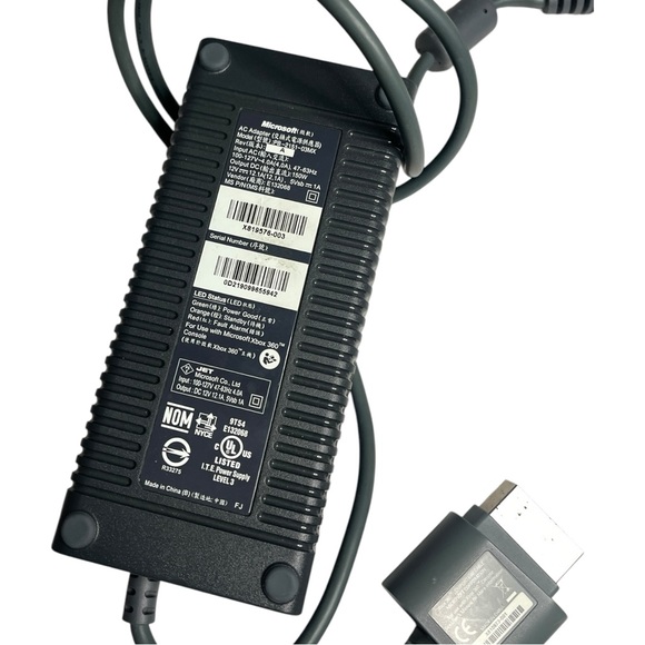 Microsoft Xbox 360 System AC Power Supply Brick Charger + AV Cable - Picture 2 of 3